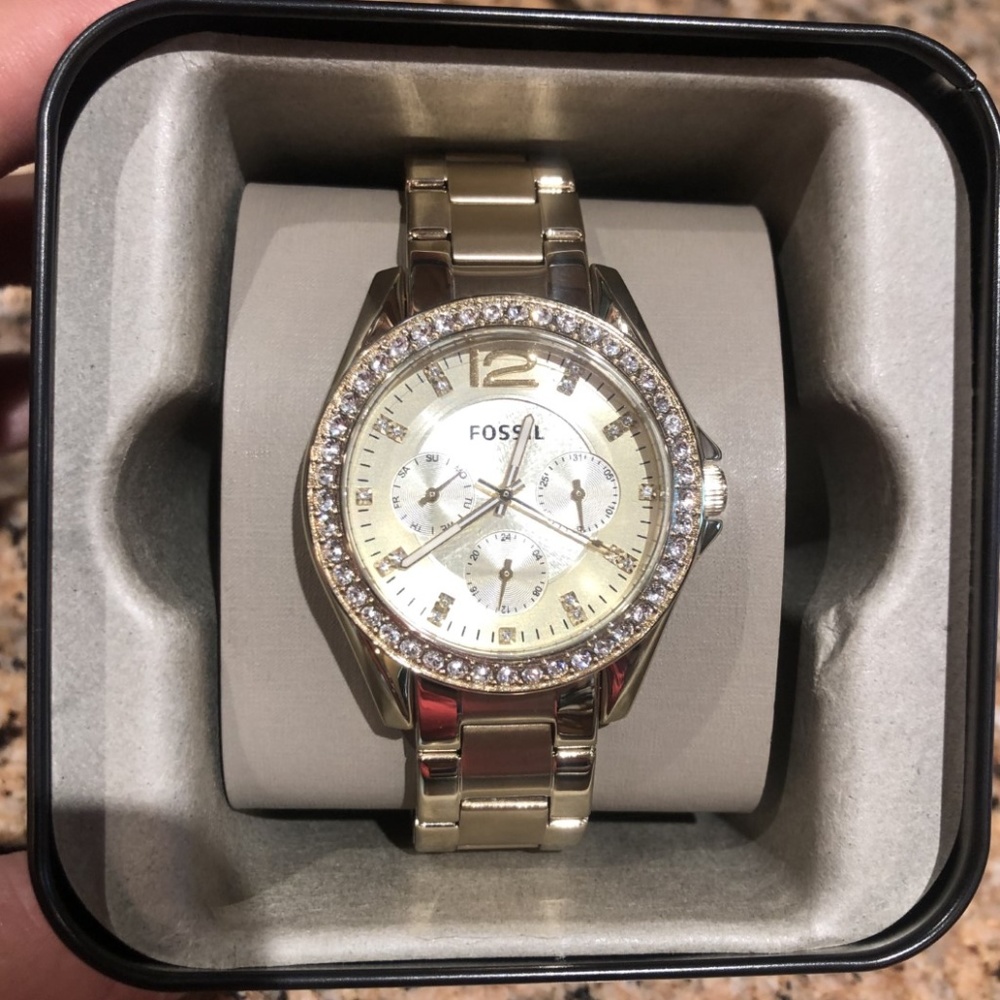 Fossil Women's Gold Watch w/ Diamonds - NEW